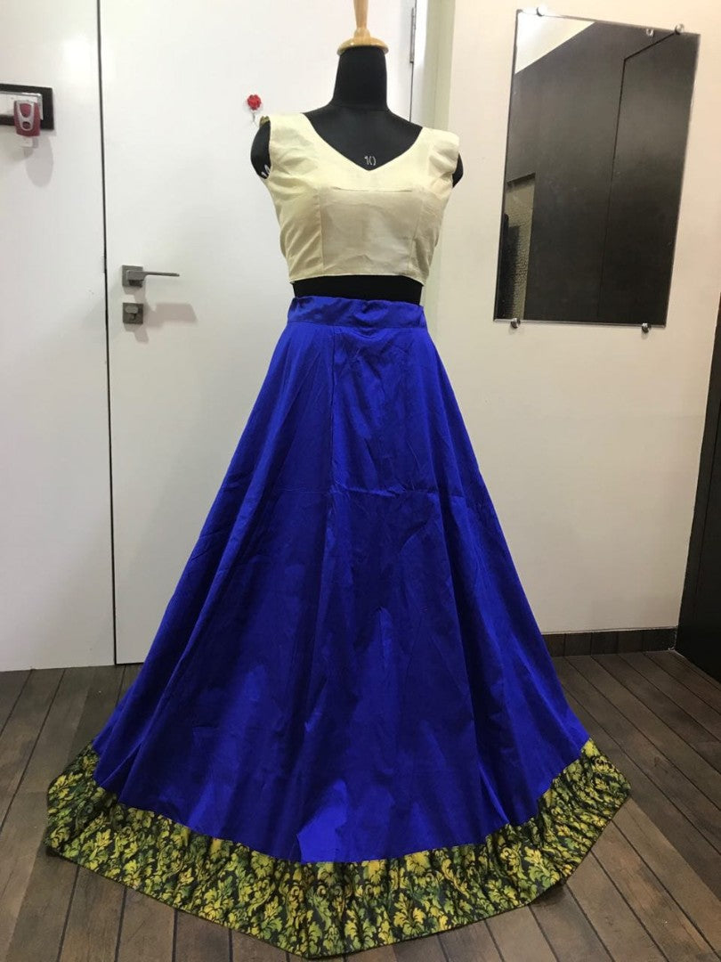 Blue tapeta silk plain partywear lehenga choli