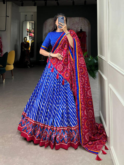 Beautiful printed cotton navratri lehenga choli Blue