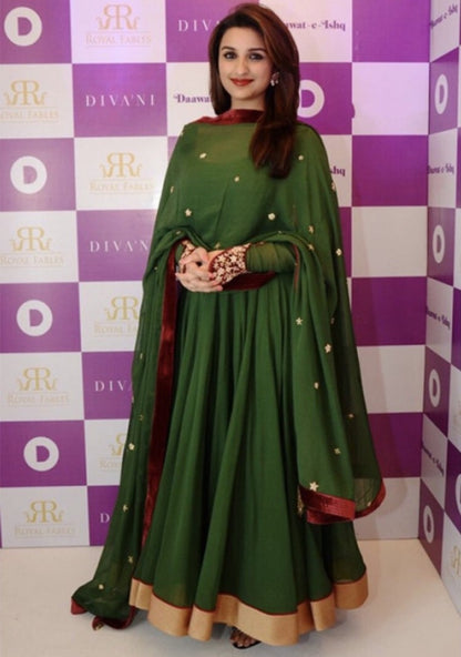 Bollywood green georgette anarkali suit