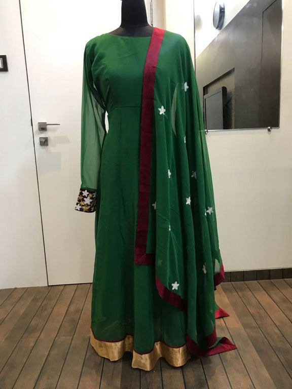 Bollywood green georgette anarkali suit