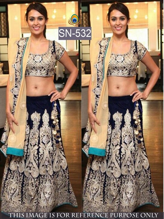bollywood navy blue embroidered lehenga