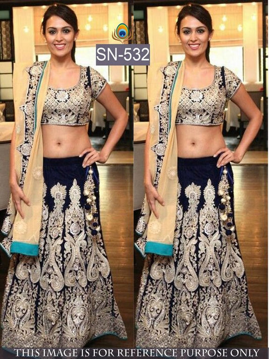 bollywood navy blue embroidered lehenga