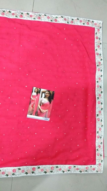 Bollywood pink embroidered wedding saree