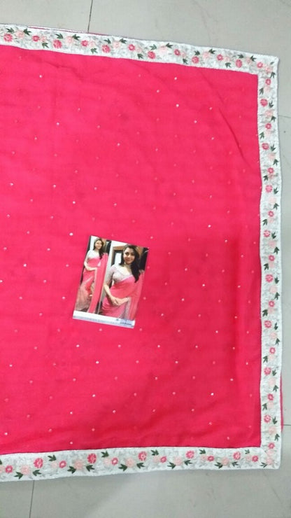 Bollywood pink embroidered wedding saree