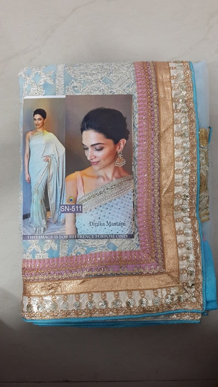 Bollywood style attractive sky saree