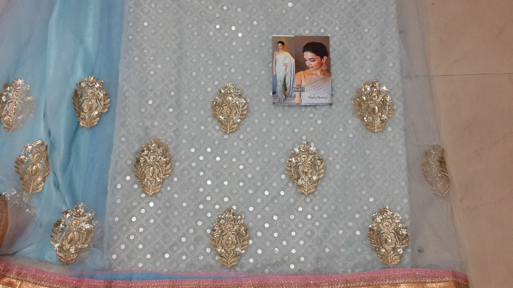 Bollywood style attractive sky saree