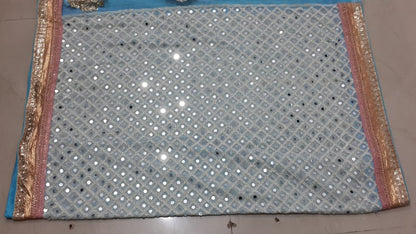 Bollywood style attractive sky saree