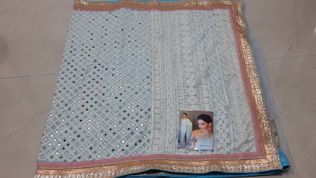 Bollywood style attractive sky saree