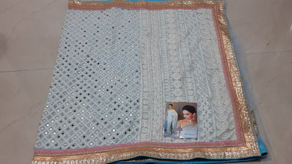 Bollywood style attractive sky saree