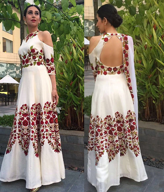 Bollywood style beautiful embroidred white gown
