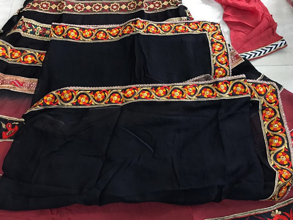 Bollywood style black and red anarkali suit