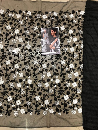 bollywood style black strip georgette casual saree