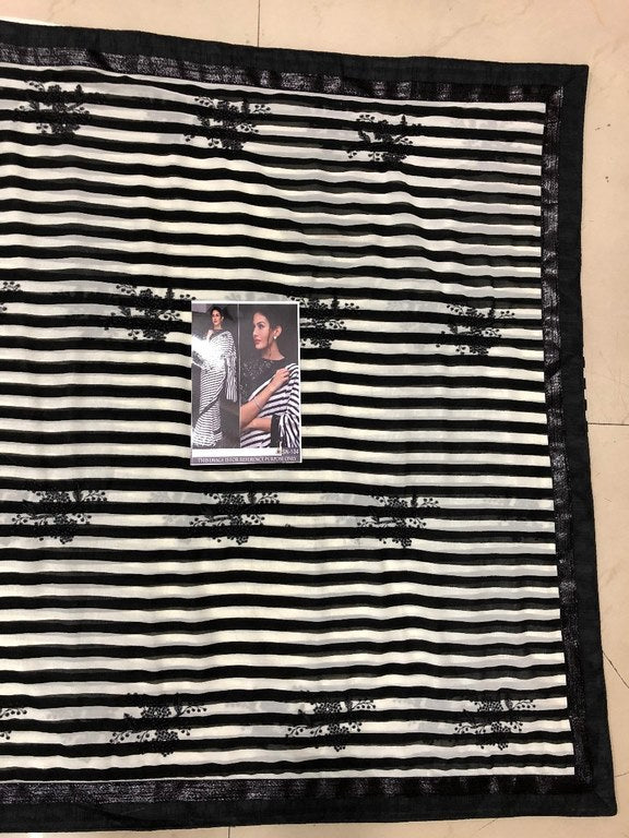 bollywood style black strip georgette casual saree