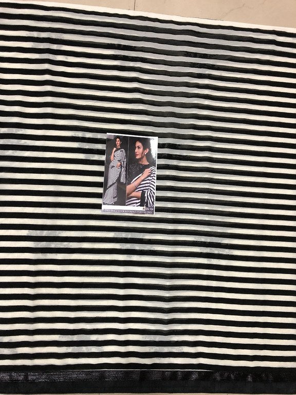 bollywood style black strip georgette casual saree