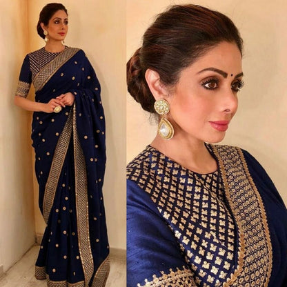 bollywood style butti work blue saree