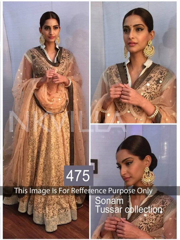 Bollywood style designer cream embroidered wedding lehenga