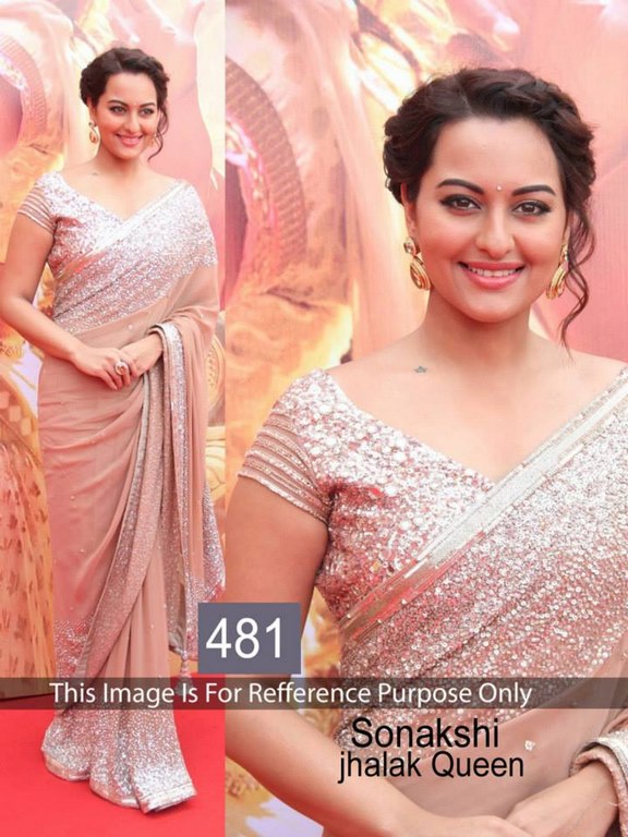 Bollywood style designer pink georgette saree