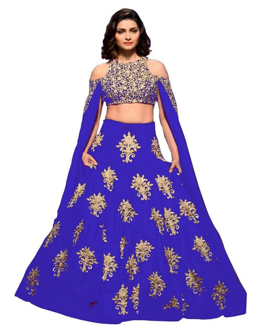 Bollywood style embroidered heavy blue lehenga