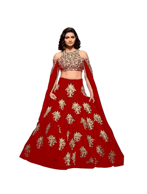 Bollywood style embroidered heavy red lehenga