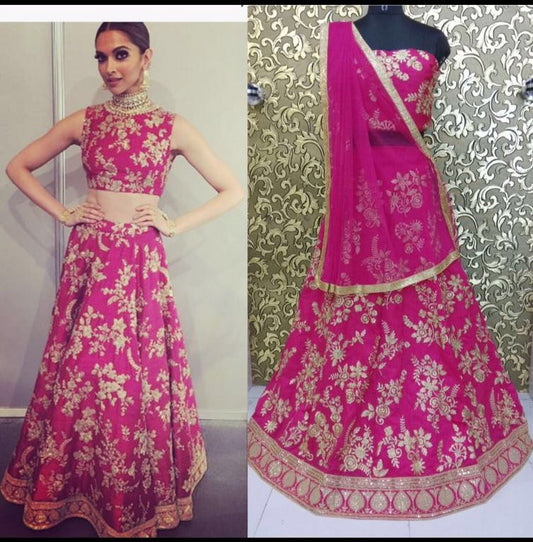 Bollywood style embroidered stylist pink lehenga