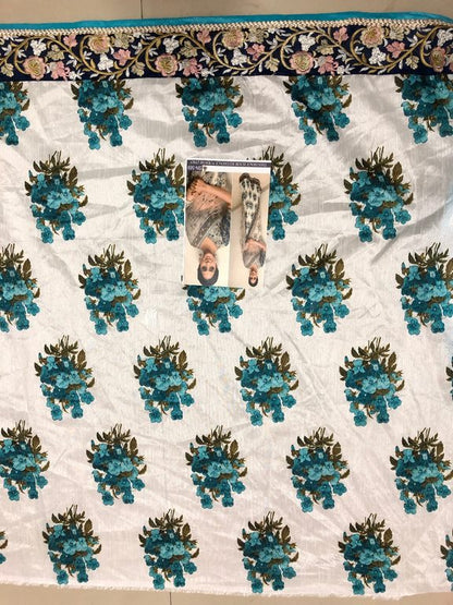 Bollywood style fancy threadwork and prited saree