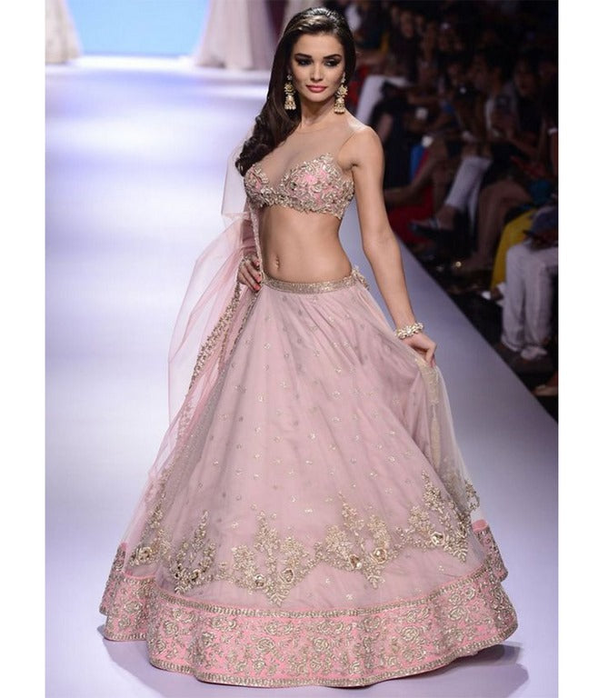 Bollywood style gorgeous pink embroidered lehenga