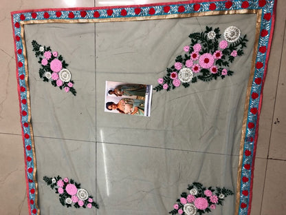 Bollywood style gorgeous sky mono net wedding saree