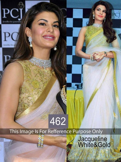 Bollywood style gorgeous white partywear saree