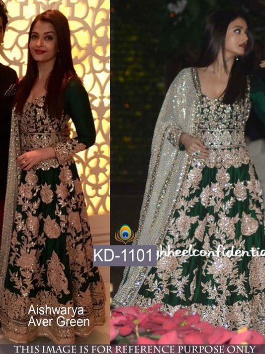 Bollywood style green long anarkali suit