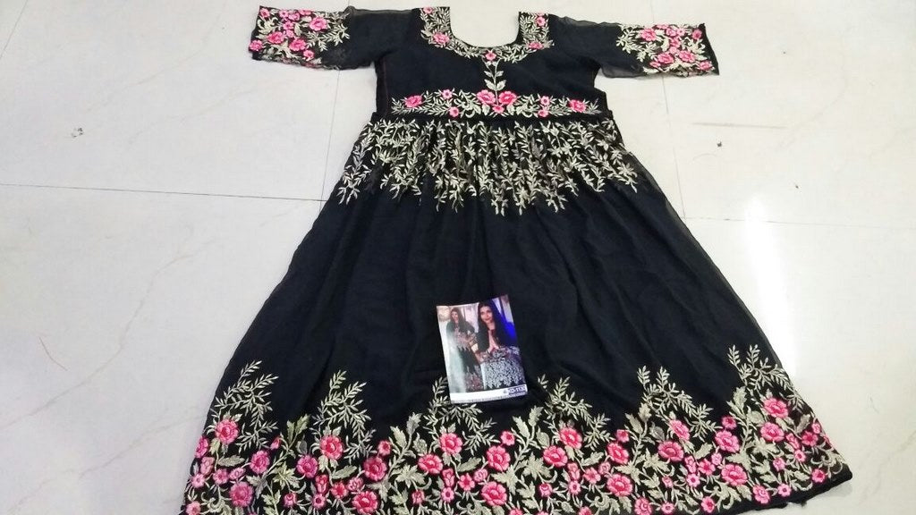 Bollywood style heavy embroidered black anarkali suit