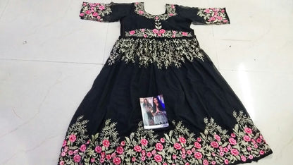 Bollywood style heavy embroidered black anarkali suit