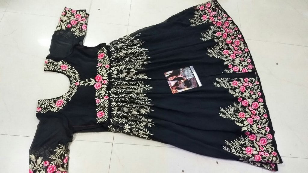 Bollywood style heavy embroidered black anarkali suit