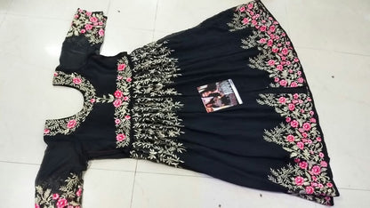 Bollywood style heavy embroidered black anarkali suit