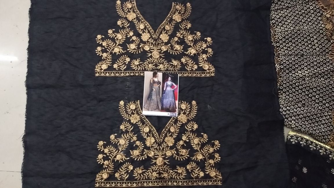 bollywood style heavy embroidered black ceremonial lehenga