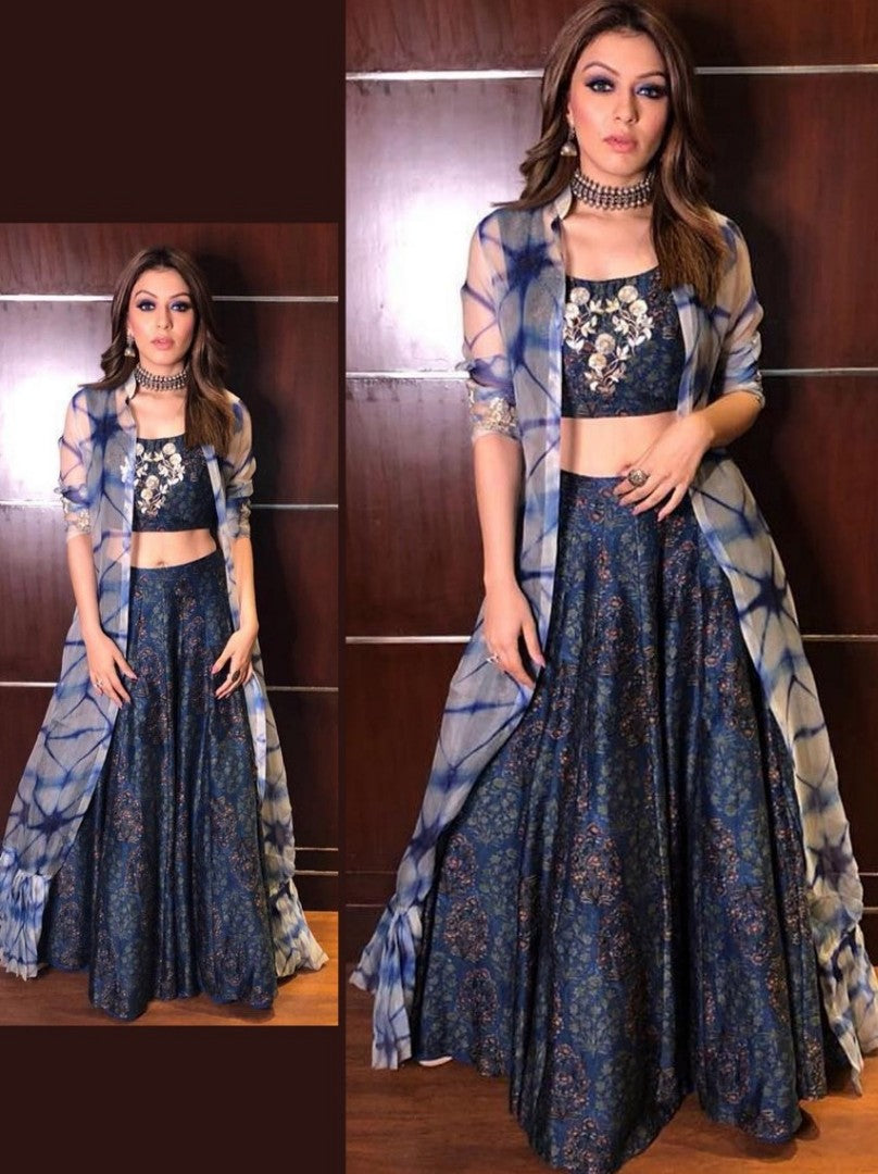 bollywood style indowestern partywear lehenga with koti