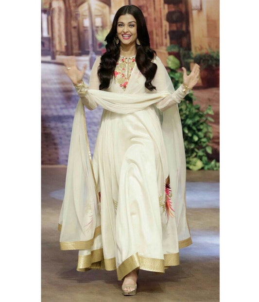 Bollywood style white anarkali suit