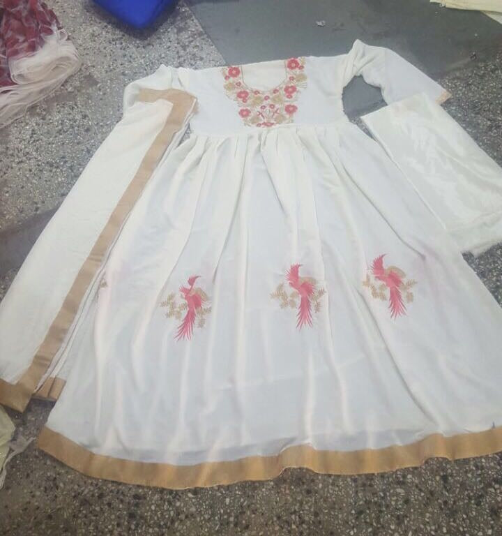 Bollywood style white anarkali suit