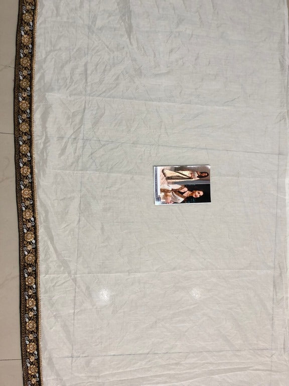 Bollywood style white embroidered saree