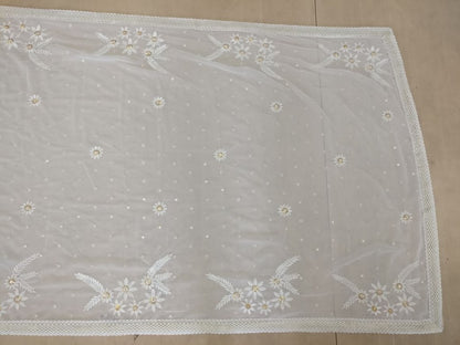 Bollywood style white georgette silk ceremonial saree