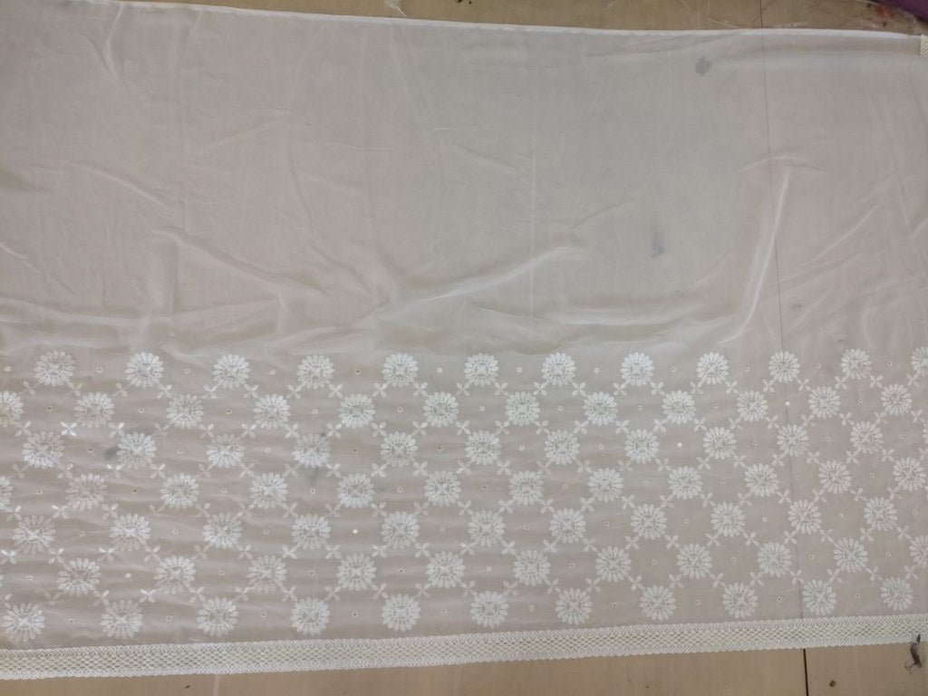 Bollywood style white georgette silk ceremonial saree