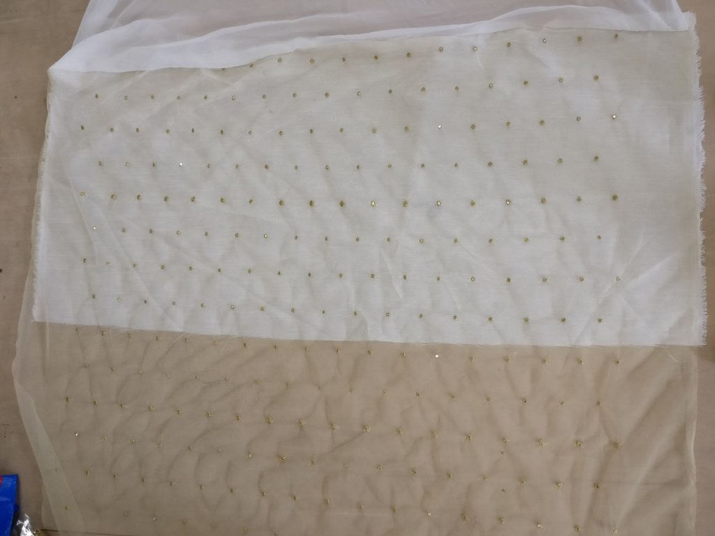 Bollywood style white georgette silk ceremonial saree