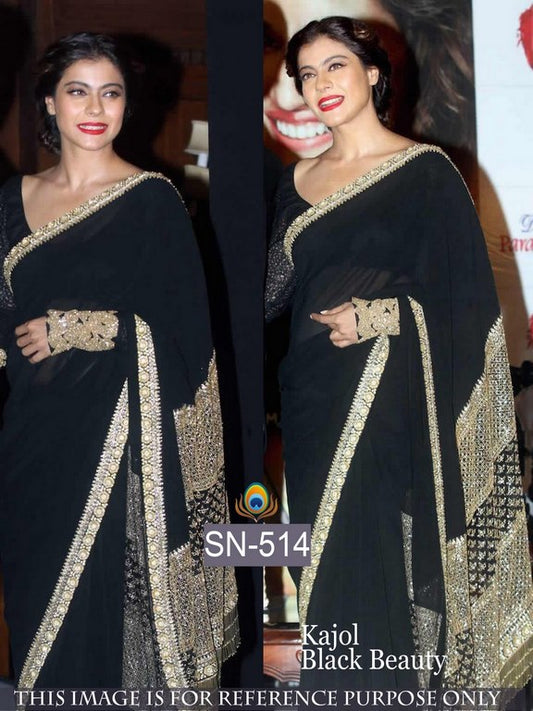 Bollywoos tyle black embroidered saree