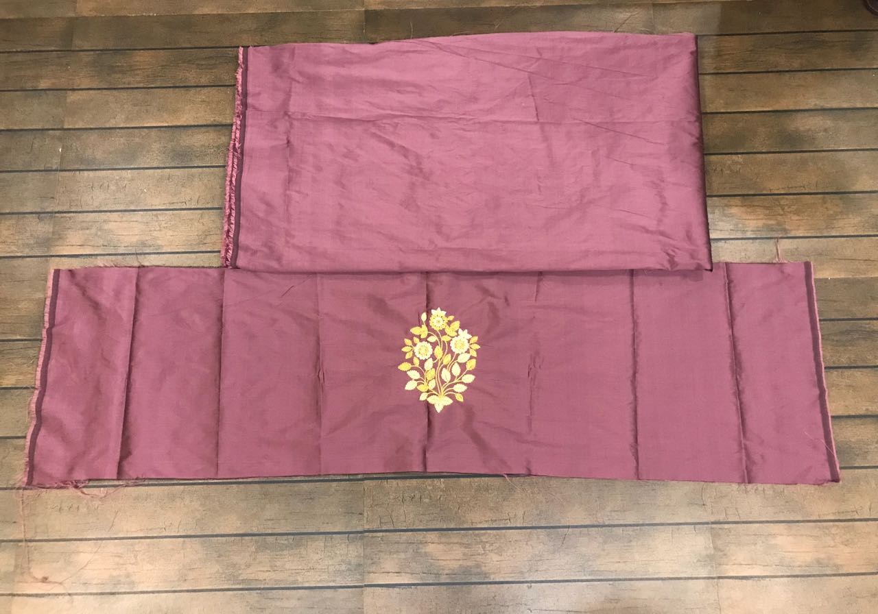 Brown chanderi silk indowestern salwar suit with shrug