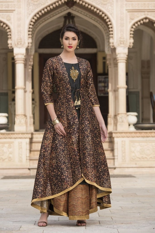 brown cotton printed casual kurti