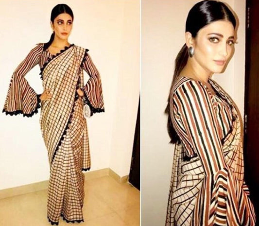 brown georgette bollywood saree