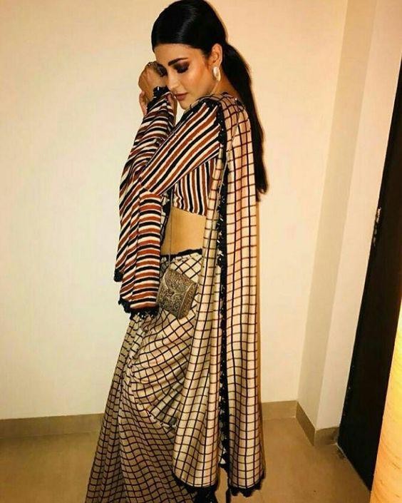 brown georgette bollywood saree