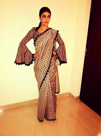 brown georgette bollywood saree