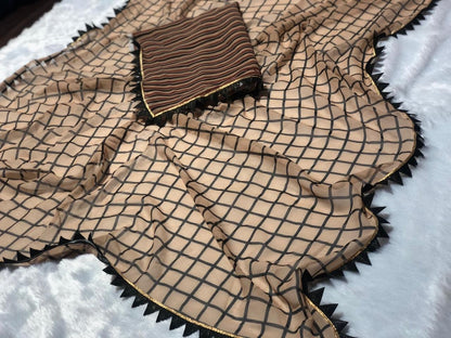 brown georgette bollywood saree