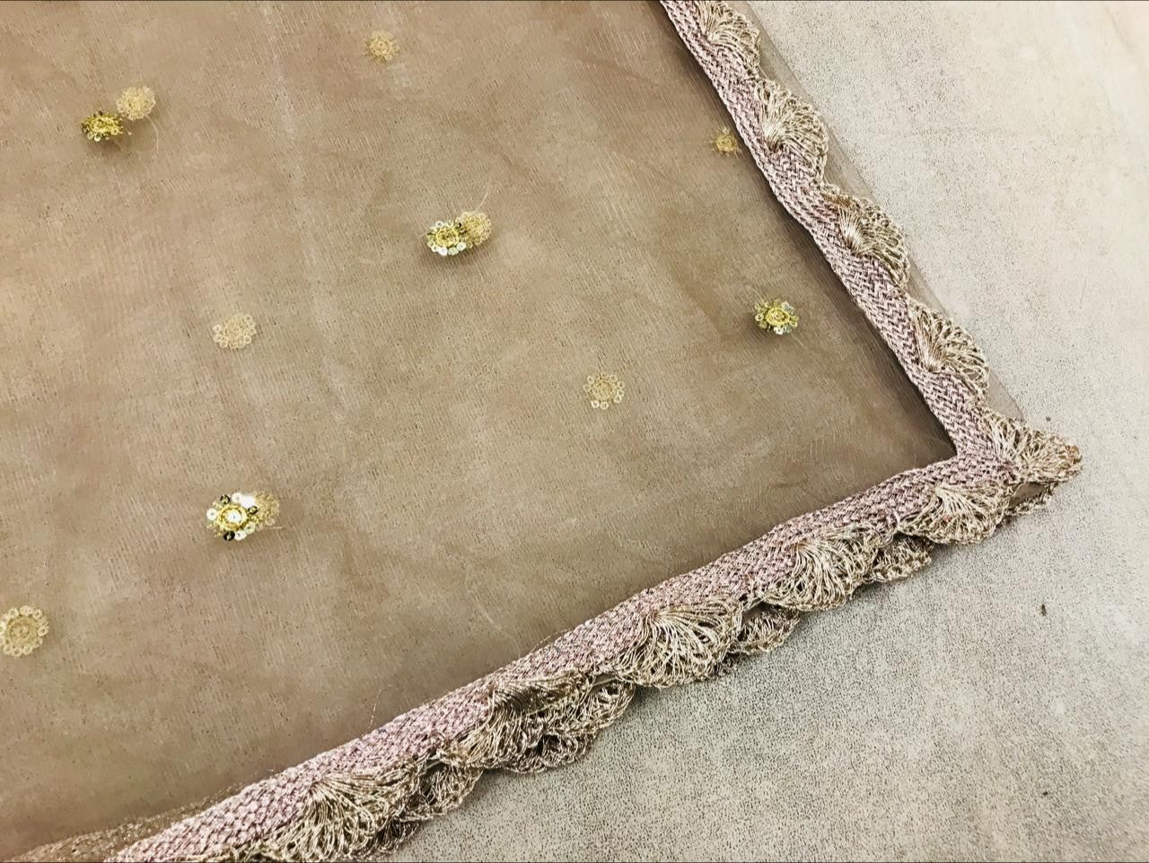 brown mono net embroidered ceremonial saree