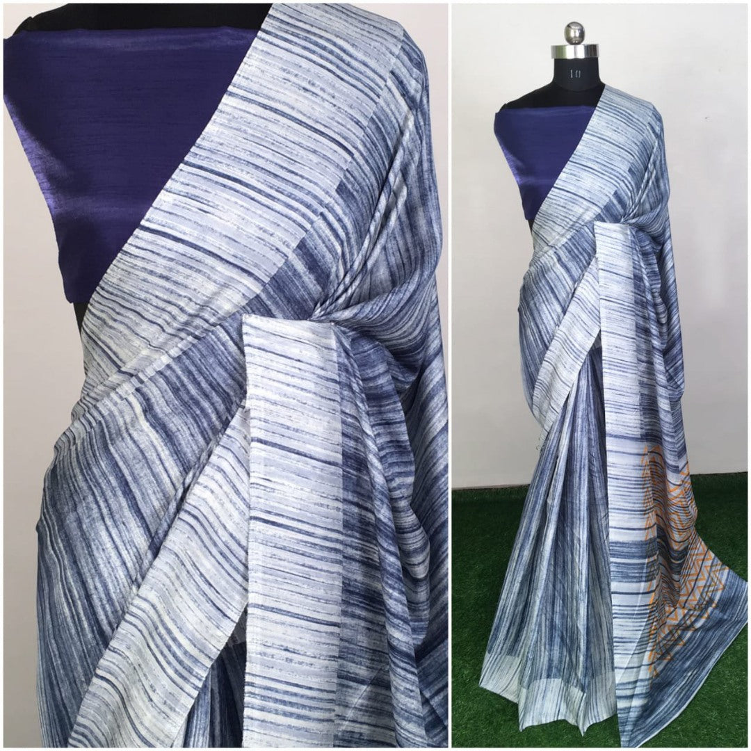 brown monolisha cotton printed saree